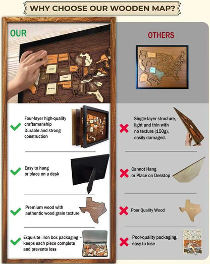 Wooden USA Travel Map Puzzle